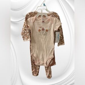NWT-BABY GIRL 3 pc Carter's footie,bodysuit,pant